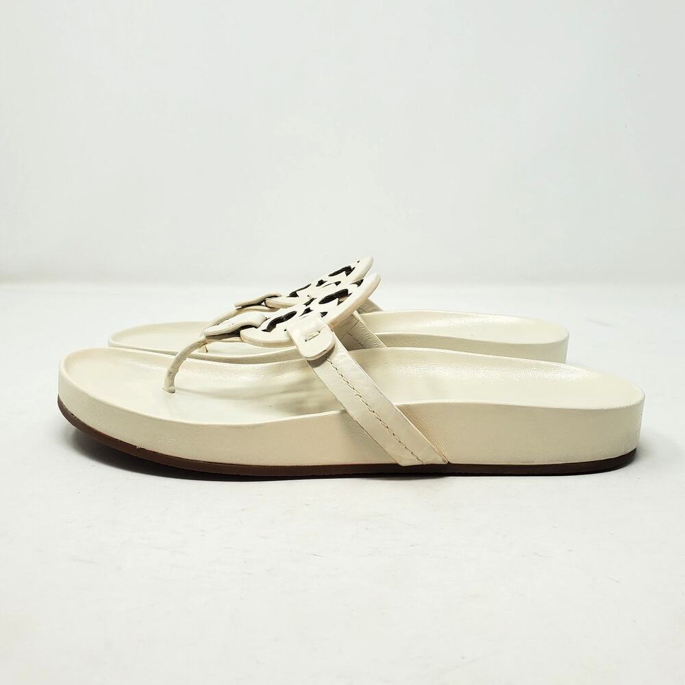 Tory Burch Miller Cloud Leather Thong Sandal Calf Leather New Ivory 81032 Size 8 - Picture 4 of 9